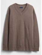 GAP Pulover lejera cu decolteu in V si maneci cazute - Maro taupe