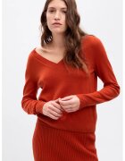 GAP Pulover slim-fit cu decolteu in V - Caramiziu