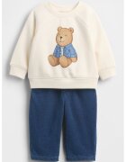 GAP Set de bluza cu imprimeu si pantaloni - Bej deschis/Bleumarin
