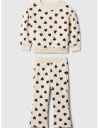GAP Set de pantaloni si bluza de trening cu model inima - Alb fildes/Negru