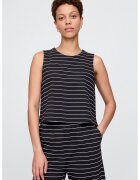 GAP Top din bumbac organic cu model in dungi si decolteu la baza gatului - Bleumarin