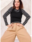 GAP Top slim fit striat - Negru
