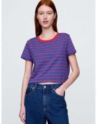 GAP Tricou crop cu model in dungi - Rosu vermillion/Albastru