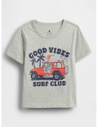 GAP Tricou cu imprimeu grafic - Gri melange/Rosu vermillion/Bleumarin