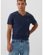 GAP Tricou de bumbac cu decolteu in V - Bleumarin