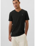 GAP Tricou de bumbac cu decolteu in V - Negru