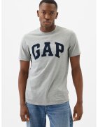 GAP Tricou de bumbac cu imprimeu logo - Gri melange/Bleumarin