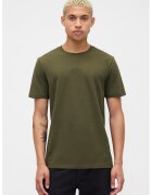 GAP Tricou din bumbac cu decolteu la baza gatului - Kaki inchis