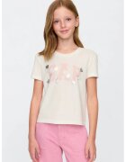 GAP Tricou din bumbac cu imprimeu logo - Alb murdar/Roz