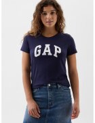 GAP Tricou din bumbac cu imprimeu logo pe piept - Alb/Bleumarin