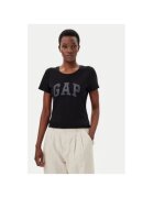 GAP Tricou din bumbac cu imprimeu logo pe piept - Negru