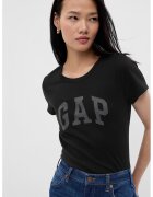 GAP Tricou din bumbac cu imprimeu logo pe piept - Negru/Gri antracit