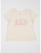GAP Tricou din bumbac cu logo - Alb fildes/Portocaliu