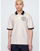 GAP Tricou polo lejer cu detalii contrastante - Alb fildes/Negru
