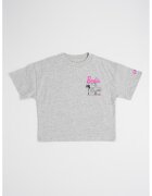 GAP Tricou supradimensionat cu imprimeu Barbie - Roz deschis/Gri melange