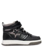Garvalin Pantofi sport copii - adidasi fete - mat metalizat - negru - piele ecologica