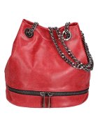 Gave Lux Geanta bucket de piele cu bareta de lant - Rosu inchis