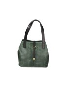 Gave Lux Geanta bucket din piele cu model piele de reptila - Verde inchis