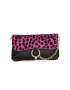 Gave Lux Geanta crossbody de piele cu model si lant decorativ - Negru/Maro/Fucsia