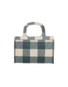 Gave Lux Geanta crossbody de piele intoarsa in carouri - Alb fildes/Albastru prafuit