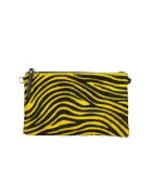 Gave Lux Geanta crossbody de piele si piele cu par scurt - Negru/Galben