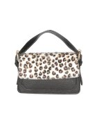 Gave Lux Geanta crossbody de piele si piele cu par scurt - Negru/Maro