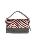 Gave Lux Geanta crossbody de piele si piele cu par scurt - Negru/Roz