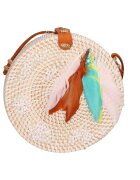 Gave Lux Geanta crossbody din paie - Alb/Turcoaz/Bej