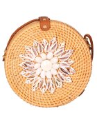 Gave Lux Geanta crossbody din paie - Caramel/Alb murdar