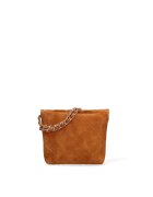 Gave Lux Geanta crossbody din piele intoarsa cu barete din lant Edera Plux - Maro inchis