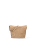 Gave Lux Geanta crossbody din piele intoarsa cu barete din lant Edera Plux - Maro taupe