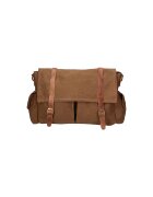 Gave Lux Geanta crossbody unisex cu garnituri de piele - Maro taupe