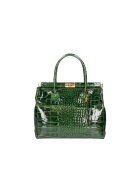 Gave Lux Geanta de piele cu bareta de umar si model piele de reptila - Verde inchis