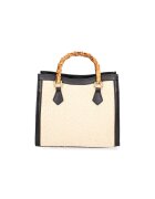 Gave Lux Geanta de piele si material textil cu maner - Negru/Bej