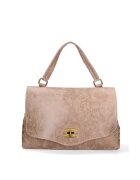 Gave Lux Geanta din piele cu bareta de umar si inchidere cu clapa Silvana Prime - Maro taupe