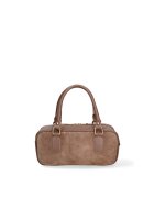 Gave Lux Geanta din piele si piele intoarsa cu maner Seraphina Elite - Maro taupe