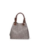 Gave Lux Geanta hobo cu model floral in relief - Gri