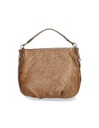 Gave Lux Geanta hobo de piele cu model in relief - Maro taupe