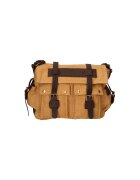 Gave Lux Geanta messenger unisex cu detalii de piele - Caramel