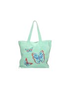 Gave Lux Geanta shopper de piele cu fluturi - Verde aquamarin