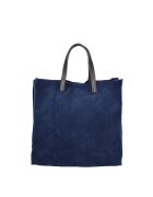 Gave Lux Geanta tote din piele intoarsa cu etui detasabil Novara Lux - Albastru inchis