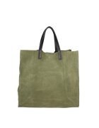 Gave Lux Geanta tote din piele intoarsa cu etui detasabil Novara Lux - Verde inchis
