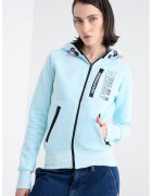 Geo Norway Hanorac cu fermoar si maneci raglan Fiona - Albastru glaciar