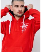 Geo Norway Hanorac cu logo pe piept si fermoar Floton - Alb optic/Rosu vermillion