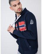 Geo Norway Hanorac din amestec de bumbac cu logo si fermoar Gayton - Rosu/Alb/Albastru inchis