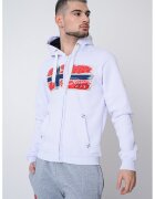 Geo Norway Hanorac din amestec de bumbac cu logo si fermoar Gayton - Rosu/Alb optic/Bleumarin