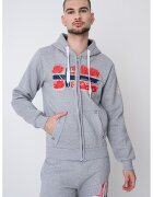 Geo Norway Hanorac din amestec de bumbac cu logo si fermoar Gayton - Rosu/Gri deschis melange/Albastru