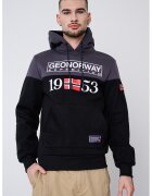 Geographical Norway Hanorac cu buzunar kangaroo si imprimeu Greg - Rosu/Alb optic/Gri inchis