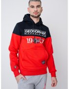 Geographical Norway Hanorac cu buzunar kangaroo si imprimeu Greg - Rosu/Albastru ultramarin/Alb optic