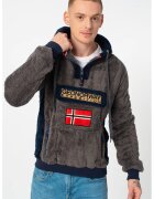 Geographical Norway Hanorac cu fermoar si logo Gymclass - Gri inchis/Bleumarin